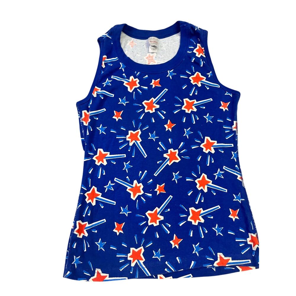 Hanna‎ Andersson 4th of July Patriotic Tank, Women’s M, Organic Cotton Blue/Red